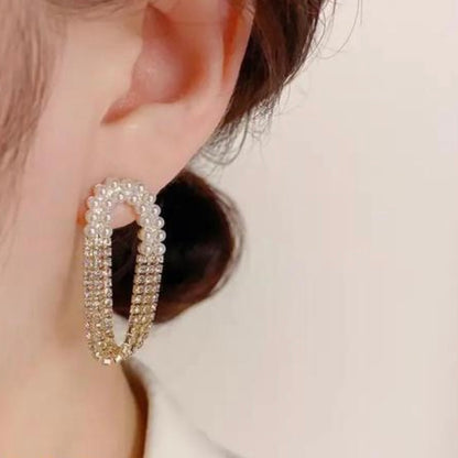 Pearl & Zircons Layered Earrings