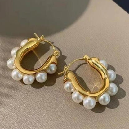 Statement U-shaped Pearl Earrings