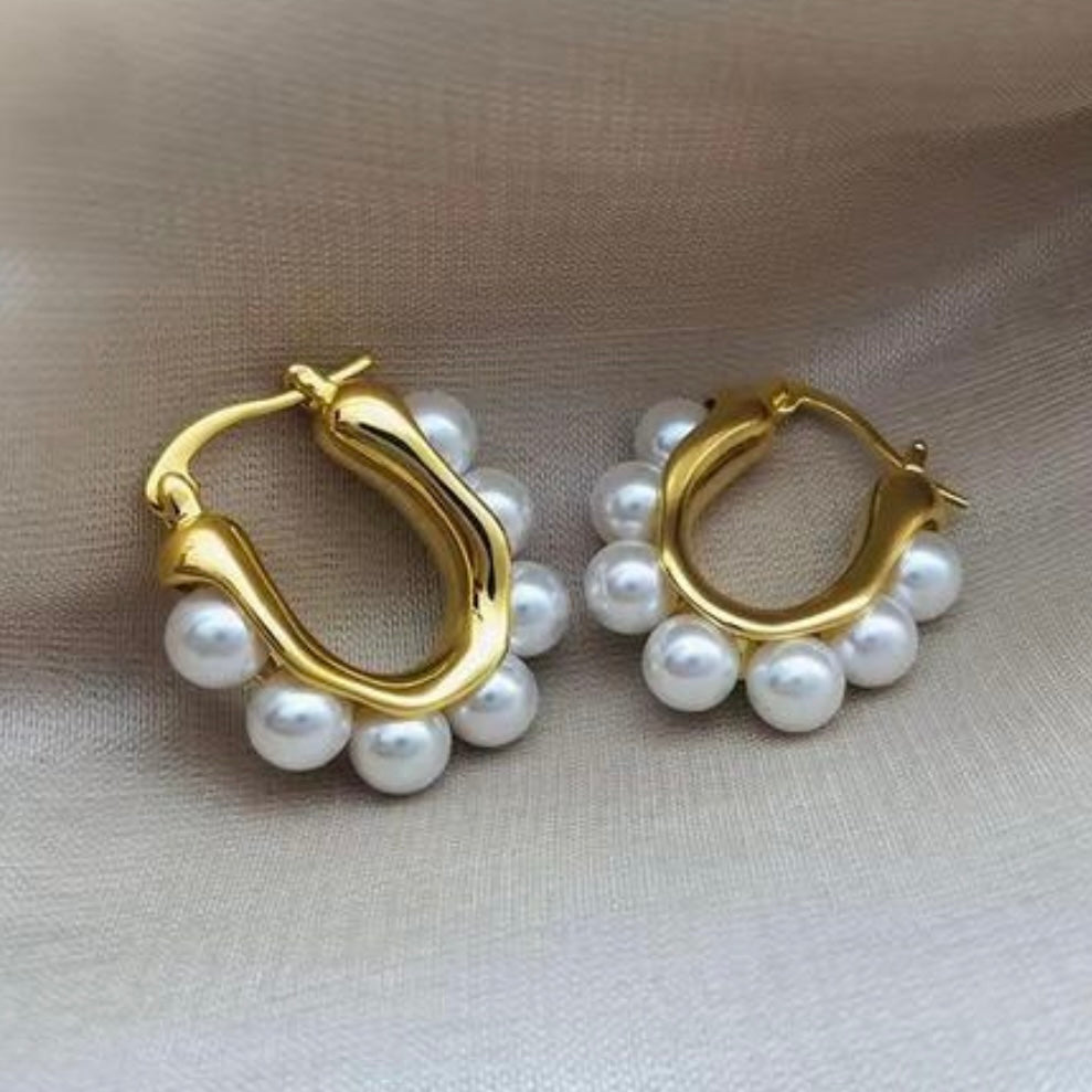 Statement U-shaped Pearl Earrings