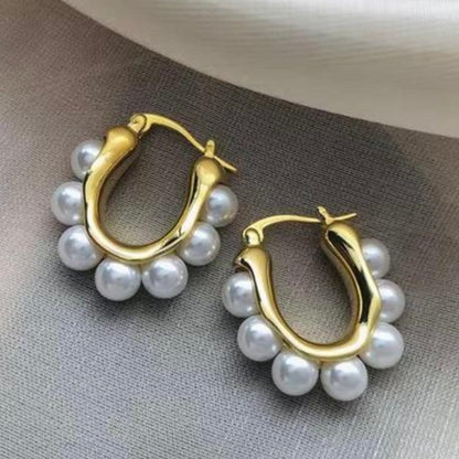 Statement U-shaped Pearl Earrings