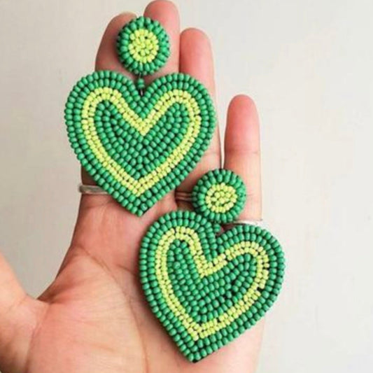 Green Beaded Hearts