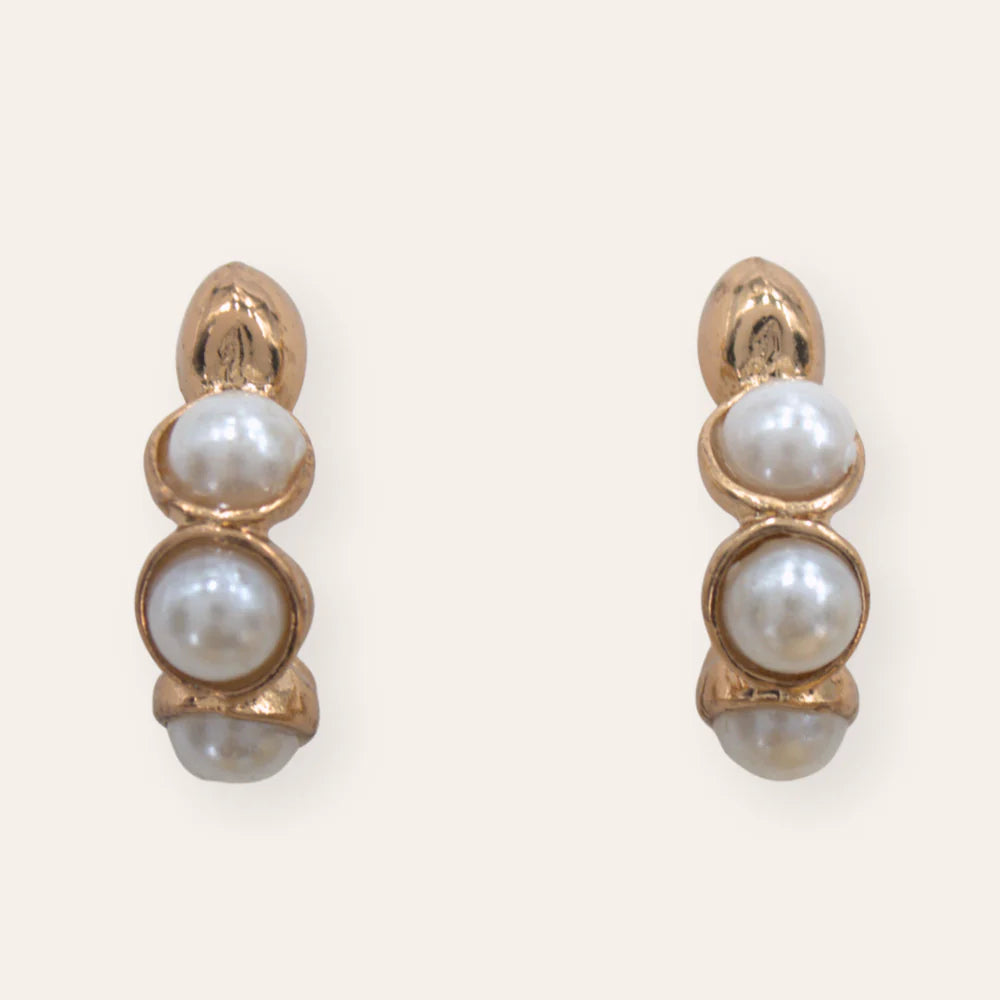 Pearl Armor Hoop Earrings