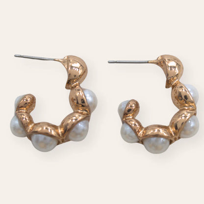 Pearl Armor Hoop Earrings