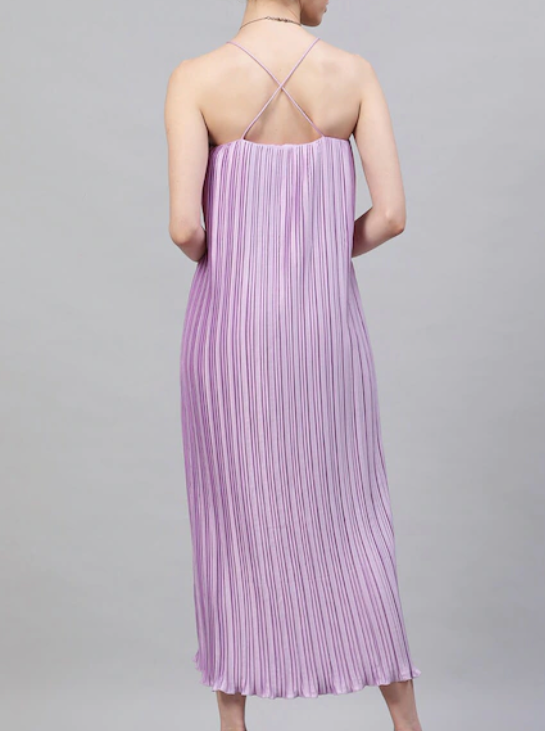 Lavender Pleated Maxi Dress